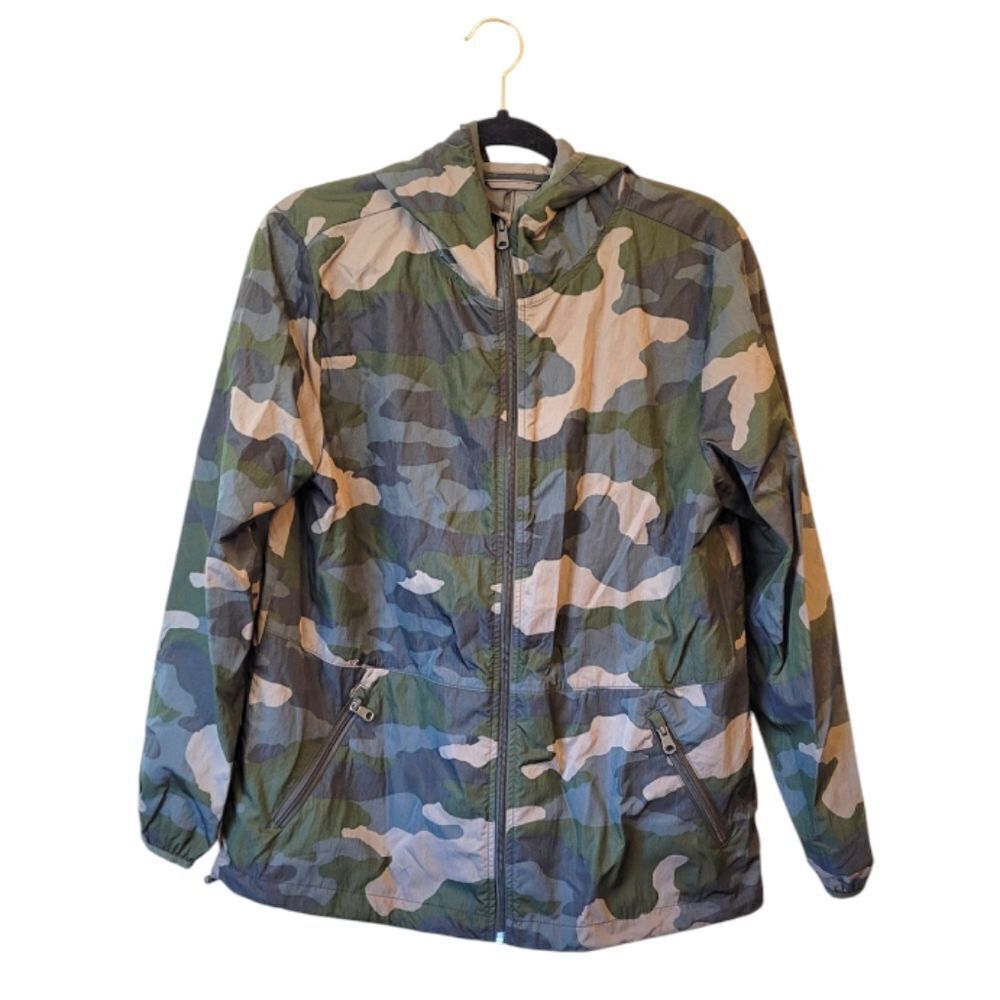 Aerie Green Camo Zip Up Windbreaker Jacket